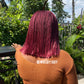 Burgundy Sleek Bob wig, Closure wig Nano twist