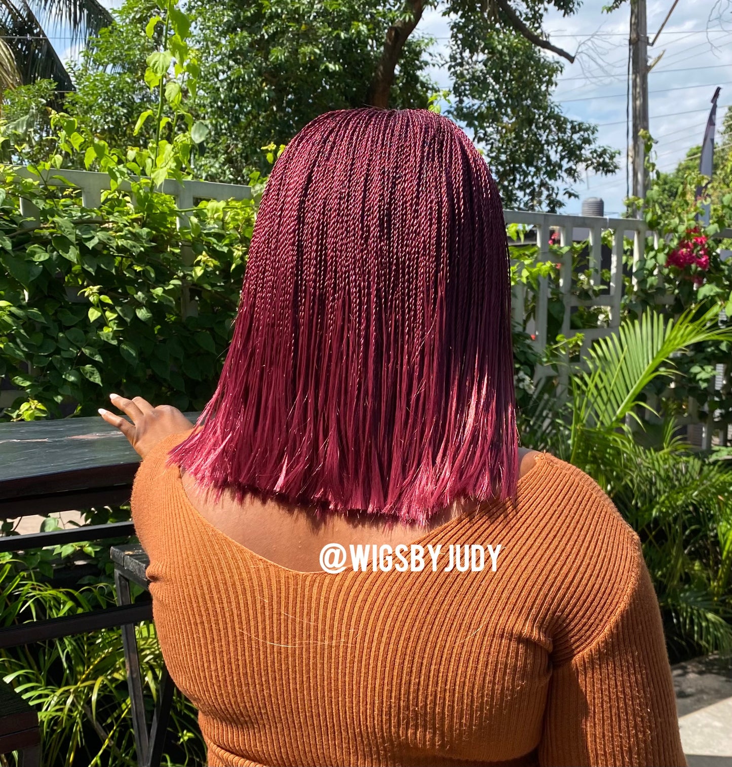 Burgundy Sleek Bob wig, Closure wig Nano twist