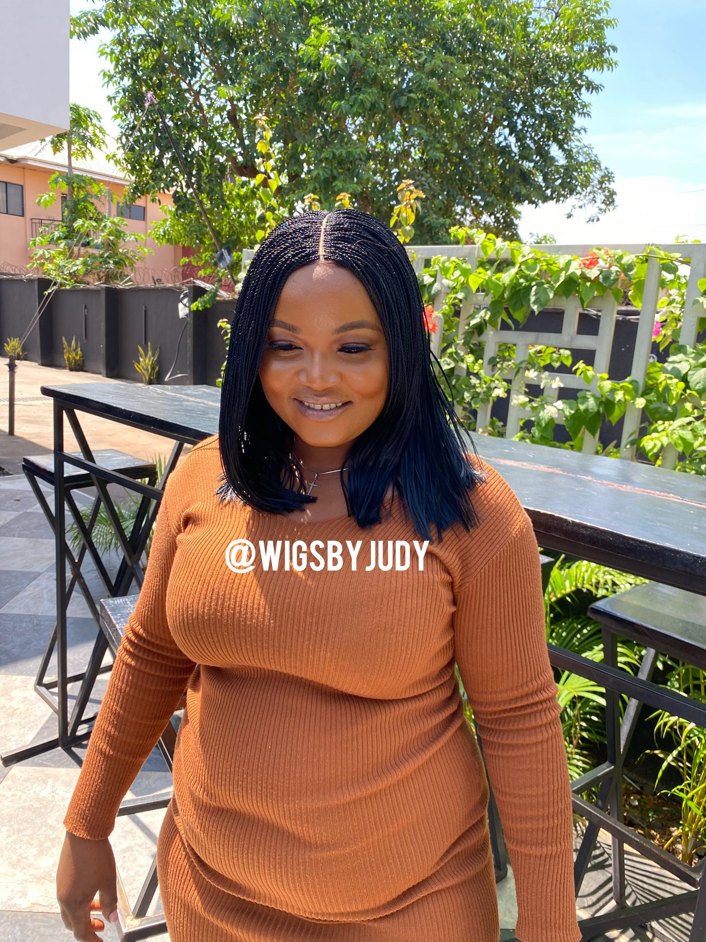 Black colour Sleek Bob wig, Closure wig Nano twist