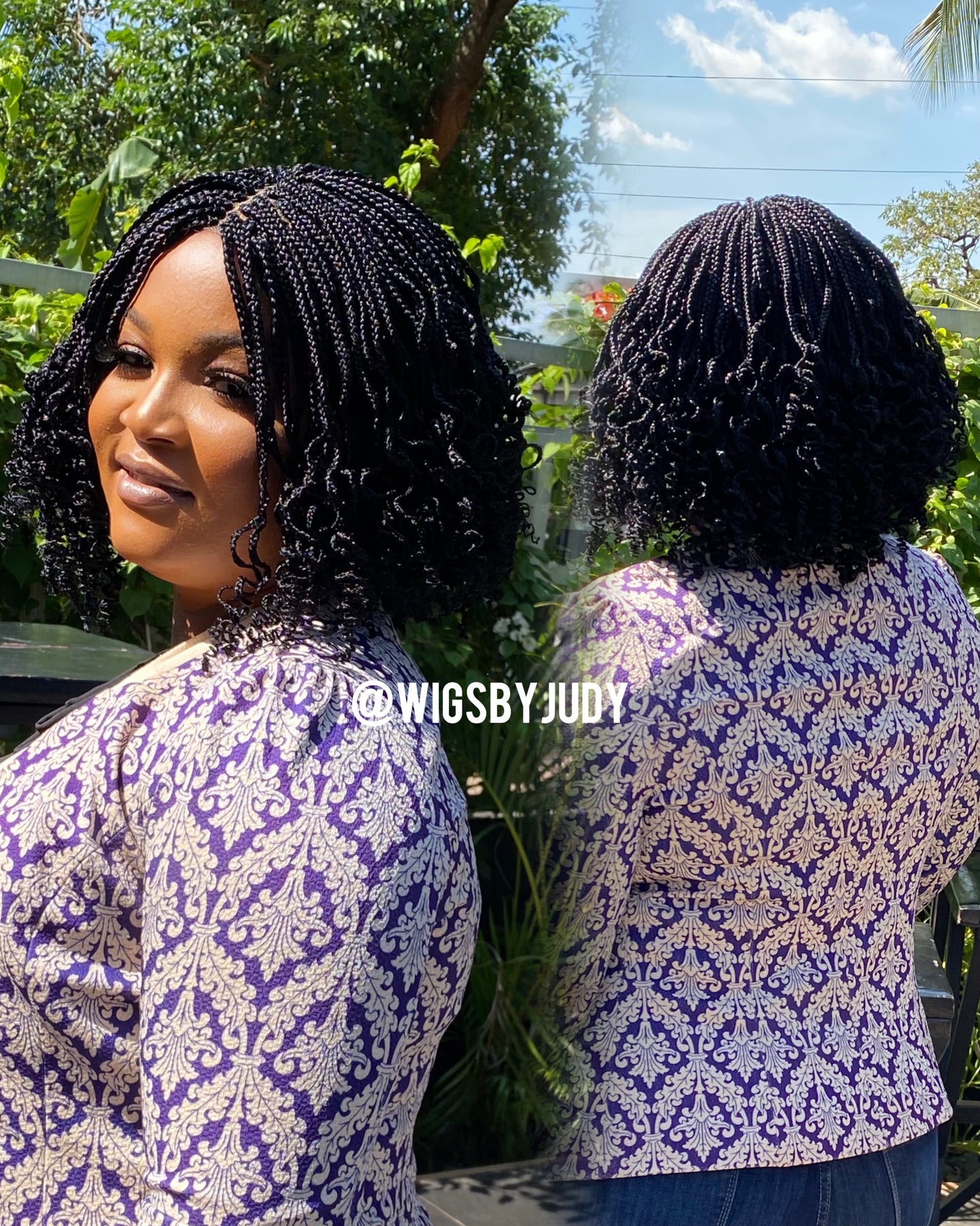 Black curled tip Bob wig, Closure wig Nano twist