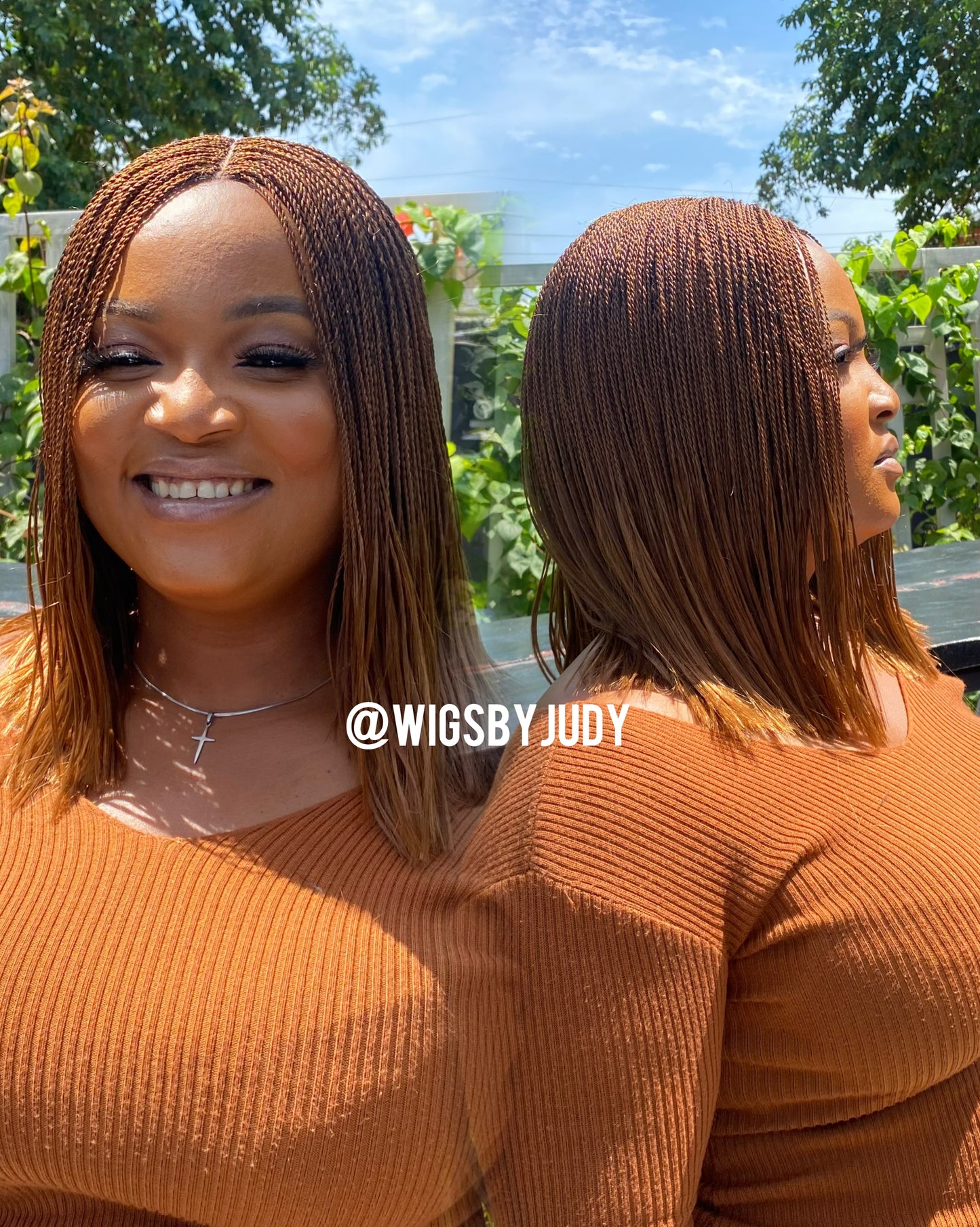 Copper colour Sleek Bob wig, Closure wig Nano twist