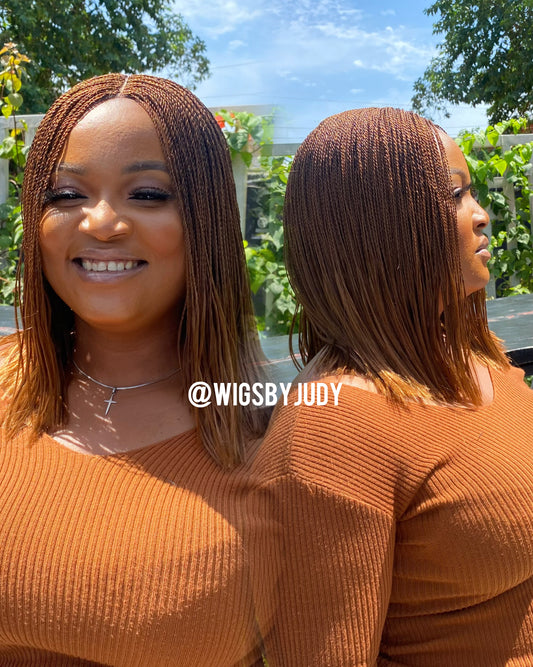 Copper colour Sleek Bob wig, Closure wig Nano twist