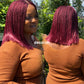 Burgundy Sleek Bob wig, Closure wig Nano twist