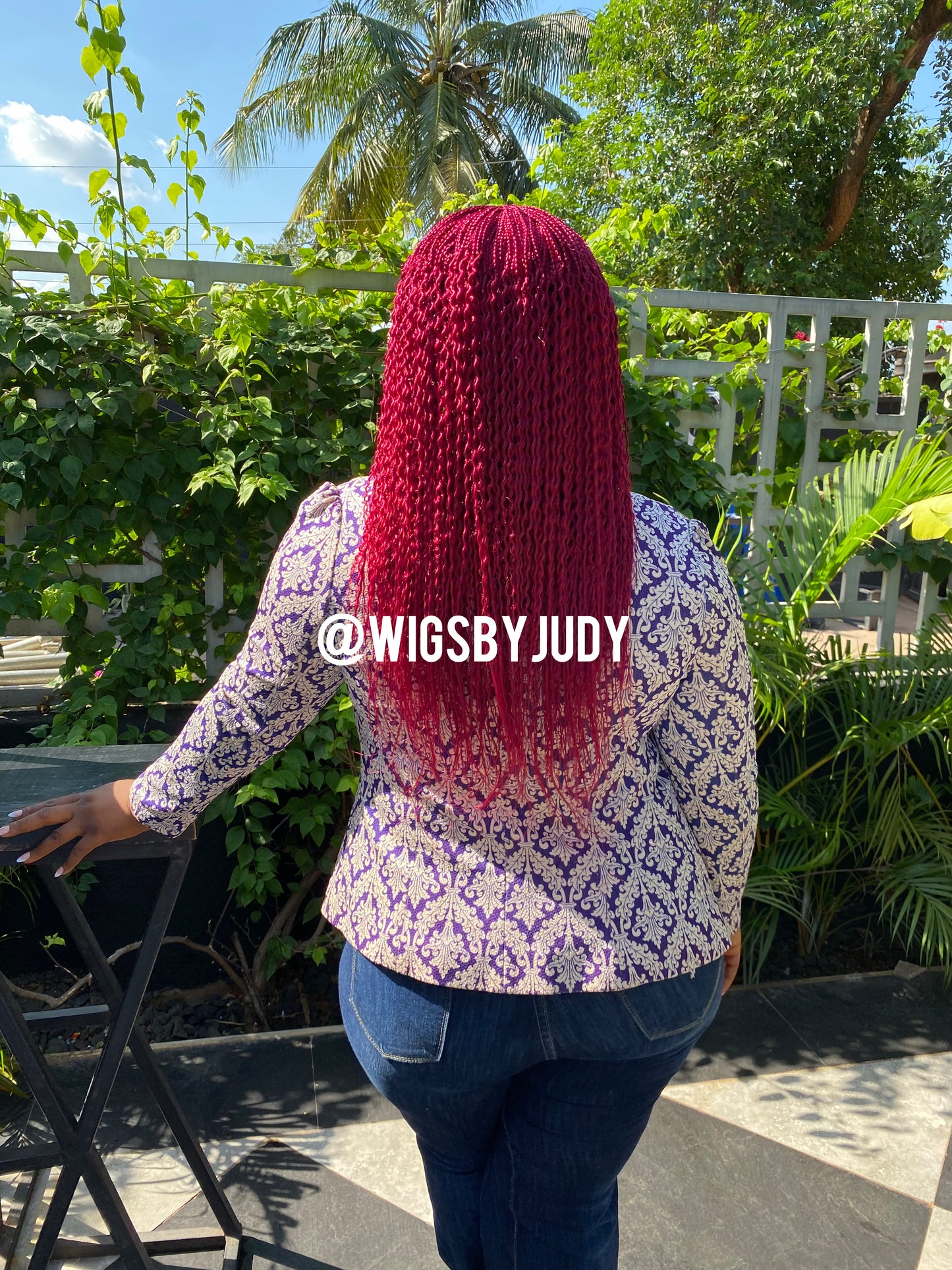 Red braided wig, Closure wig curly twist