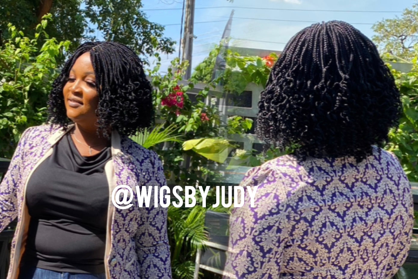 Black curled tip Bob wig, Closure wig Nano twist