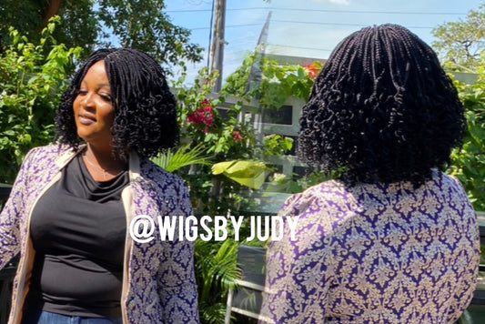 Black curled tip Bob wig, Closure wig Nano twist