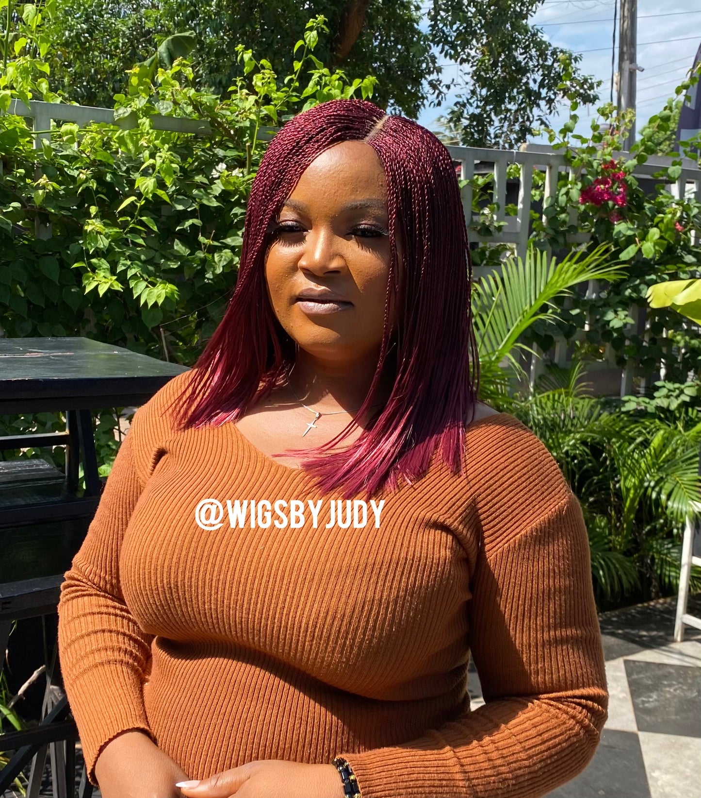 Burgundy Sleek Bob wig, Closure wig Nano twist