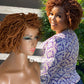 Copper colour short kinky Closure twist wig