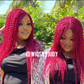 Red braided wig, Closure wig curly twist