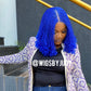 Blue colour curled Bob wig, Closure wig Nano twist