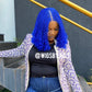 Blue colour curled Bob wig, Closure wig Nano twist