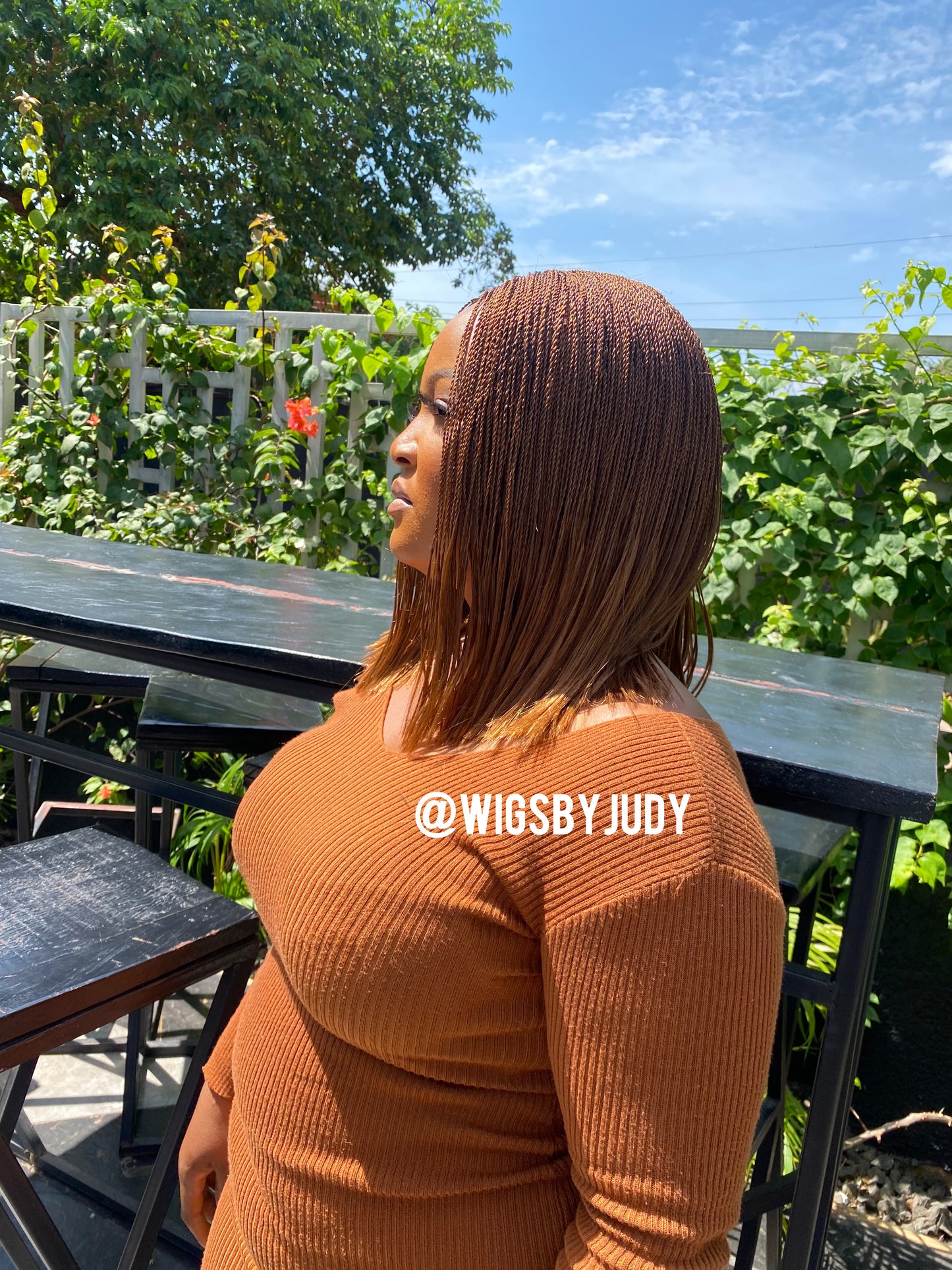 Copper colour Sleek Bob wig, Closure wig Nano twist