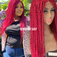 Red braided wig, Closure wig curly twist