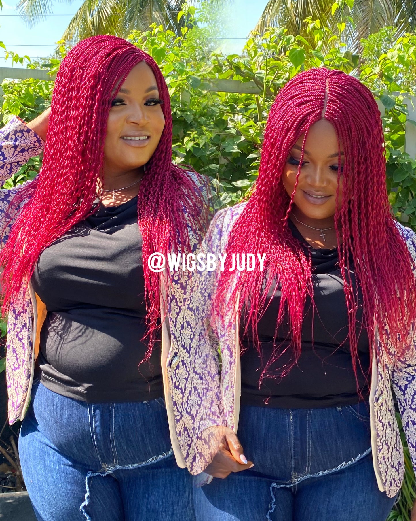 Red braided wig, Closure wig curly twist