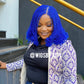 Blue colour curled Bob wig, Closure wig Nano twist